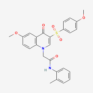 2-[6-methoxy-3-(4-methoxyphenyl)sulfonyl-4-oxoquinolin-1-yl]-N-(2-methylphenyl)acetamide
