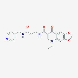 molecular formula C22H22N4O5 B264716 5-ethyl-8-oxo-N-{3-oxo-3-[(4-pyridinylmethyl)amino]propyl}-5,8-dihydro[1,3]dioxolo[4,5-g]quinoline-7-carboxamide 