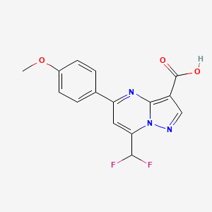 molecular formula C15H11F2N3O3 B2647160 7-(二氟甲基)-5-(4-甲氧基苯基)吡唑并[1,5-a]嘧啶-3-羧酸 CAS No. 492434-20-5