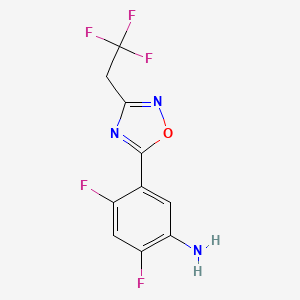 molecular formula C10H6F5N3O B2647172 2,4-Difluoro-5-[3-(2,2,2-trifluoroethyl)-1,2,4-oxadiazol-5-yl]aniline CAS No. 1284290-38-5