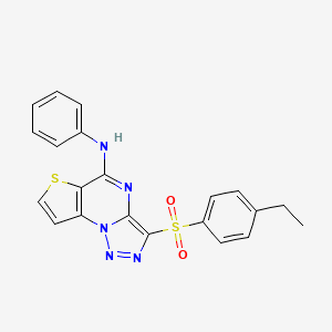 molecular formula C21H17N5O2S2 B2647175 3-((4-ethylphenyl)sulfonyl)-N-phenylthieno[2,3-e][1,2,3]triazolo[1,5-a]pyrimidin-5-amine CAS No. 892743-12-3