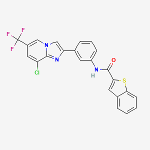 molecular formula C23H13ClF3N3OS B2647177 N-{3-[8-chloro-6-(trifluoromethyl)imidazo[1,2-a]pyridin-2-yl]phenyl}-1-benzothiophene-2-carboxamide CAS No. 2061170-45-2