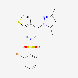 2-bromo-N-(2-(3,5-dimethyl-1H-pyrazol-1-yl)-2-(thiophen-3-yl)ethyl)benzenesulfonamide