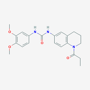 molecular formula C21H25N3O4 B2647187 1-(3,4-Dimethoxyphenyl)-3-(1-propionyl-1,2,3,4-tetrahydroquinolin-6-yl)urea CAS No. 1203021-16-2