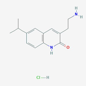 molecular formula C14H19ClN2O B2647191 盐酸3-(2-氨基乙基)-6-(丙-2-基)-1,2-二氢喹啉-2-酮 CAS No. 1266689-15-9