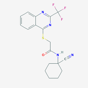 molecular formula C18H17F3N4OS B2647193 N-(1-cyanocyclohexyl)-2-[2-(trifluoromethyl)quinazolin-4-yl]sulfanylacetamide CAS No. 1623671-36-2