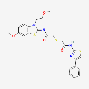 molecular formula C24H24N4O4S3 B2647209 (Z)-N-(6-methoxy-3-(2-methoxyethyl)benzo[d]thiazol-2(3H)-ylidene)-2-((2-oxo-2-((4-phenylthiazol-2-yl)amino)ethyl)thio)acetamide CAS No. 851716-95-5