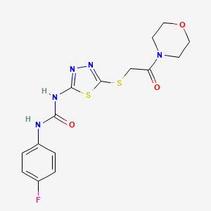 molecular formula C15H16FN5O3S2 B2647230 1-(4-Fluorophenyl)-3-(5-((2-morpholino-2-oxoethyl)thio)-1,3,4-thiadiazol-2-yl)urea CAS No. 886934-83-4