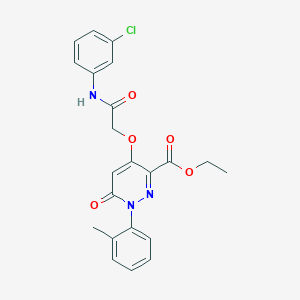 molecular formula C22H20ClN3O5 B2647232 Ethyl 4-(2-((3-chlorophenyl)amino)-2-oxoethoxy)-6-oxo-1-(o-tolyl)-1,6-dihydropyridazine-3-carboxylate CAS No. 899733-50-7