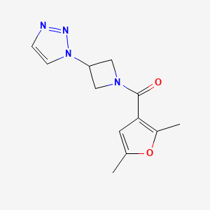 molecular formula C12H14N4O2 B2647242 (3-(1H-1,2,3-triazol-1-yl)azetidin-1-yl)(2,5-dimethylfuran-3-yl)methanone CAS No. 2034311-92-5