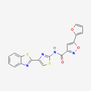 molecular formula C18H10N4O3S2 B2647245 N-(4-(benzo[d]thiazol-2-yl)thiazol-2-yl)-5-(furan-2-yl)isoxazole-3-carboxamide CAS No. 1203277-47-7