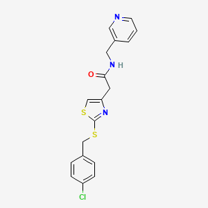molecular formula C18H16ClN3OS2 B2647248 2-(2-((4-chlorobenzyl)thio)thiazol-4-yl)-N-(pyridin-3-ylmethyl)acetamide CAS No. 941875-71-4