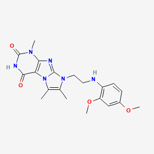 molecular formula C20H24N6O4 B2647253 8-(2-((2,4-dimethoxyphenyl)amino)ethyl)-1,6,7-trimethyl-1H-imidazo[2,1-f]purine-2,4(3H,8H)-dione CAS No. 923203-79-6