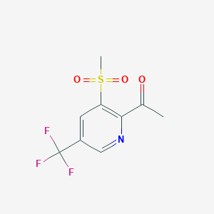 molecular formula C9H8F3NO3S B2647260 1-[3-Methanesulfonyl-5-(trifluoromethyl)pyridin-2-yl]ethan-1-one CAS No. 1400872-34-5