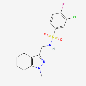 molecular formula C15H17ClFN3O2S B2647263 3-chloro-4-fluoro-N-((1-methyl-4,5,6,7-tetrahydro-1H-indazol-3-yl)methyl)benzenesulfonamide CAS No. 1448044-42-5