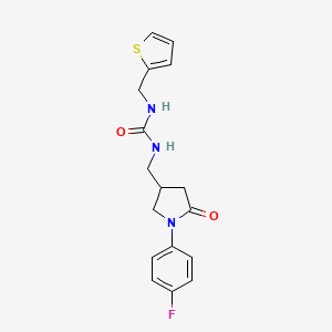 molecular formula C17H18FN3O2S B2647268 1-((1-(4-Fluorophenyl)-5-oxopyrrolidin-3-yl)methyl)-3-(thiophen-2-ylmethyl)urea CAS No. 954696-92-5