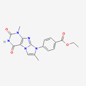 Ethyl 4-(1,7-dimethyl-2,4-dioxo-1,3,5-trihydro-4-imidazolino[1,2-h]purin-8-yl) benzoate