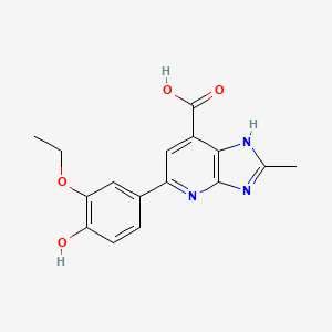 molecular formula C16H15N3O4 B2647275 5-(3-ethoxy-4-hydroxyphenyl)-2-methyl-3H-imidazo[4,5-b]pyridine-7-carboxylic acid CAS No. 1021083-46-4