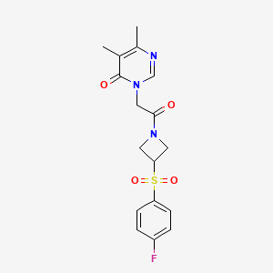 molecular formula C17H18FN3O4S B2647293 3-(2-(3-((4-fluorophenyl)sulfonyl)azetidin-1-yl)-2-oxoethyl)-5,6-dimethylpyrimidin-4(3H)-one CAS No. 1705791-02-1