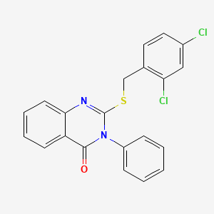 molecular formula C21H14Cl2N2OS B2647296 2-{[(2,4-二氯苯基)甲基]硫代}-3-苯基-3,4-二氢喹唑啉-4-酮 CAS No. 329079-91-6