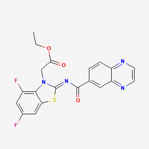 molecular formula C20H14F2N4O3S B2647306 (E)-乙基 2-(4,6-二氟-2-((喹喔啉-6-羰基)亚氨基)苯并[d]噻唑-3(2H)-基)乙酸酯 CAS No. 1173357-58-8