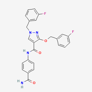 N-(4-carbamoylphenyl)-1-(3-fluorobenzyl)-3-((3-fluorobenzyl)oxy)-1H-pyrazole-4-carboxamide