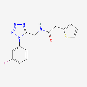 molecular formula C14H12FN5OS B2647312 N-((1-(3-氟苯基)-1H-四唑-5-基)甲基)-2-(噻吩-2-基)乙酰胺 CAS No. 921142-90-7