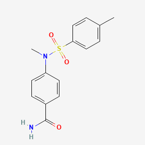 molecular formula C15H16N2O3S B2647325 4-[Methyl-(4-methylphenyl)sulfonylamino]benzamide CAS No. 663164-30-5