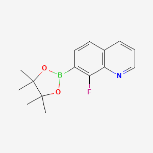 molecular formula C15H17BFNO2 B2647341 8-Fluoro-7-(tetramethyl-1,3,2-dioxaborolan-2-yl)quinoline CAS No. 2377610-76-7
