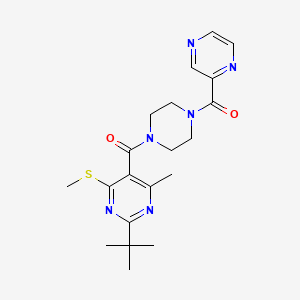 2-Tert-butyl-4-methyl-6-(methylsulfanyl)-5-[4-(pyrazine-2-carbonyl)piperazine-1-carbonyl]pyrimidine