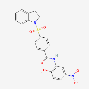 molecular formula C22H19N3O6S B2647356 4-(indolin-1-ylsulfonyl)-N-(2-methoxy-5-nitrophenyl)benzamide CAS No. 394228-91-2