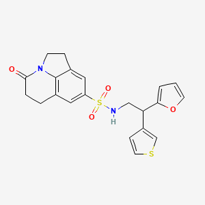 molecular formula C21H20N2O4S2 B2647358 N-(2-(furan-2-yl)-2-(thiophen-3-yl)ethyl)-4-oxo-1,2,5,6-tetrahydro-4H-pyrrolo[3,2,1-ij]quinoline-8-sulfonamide CAS No. 2188279-60-7