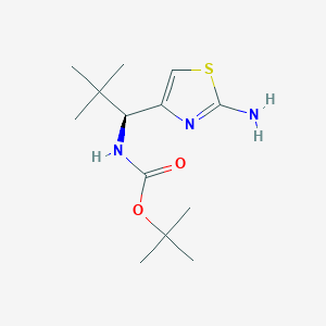 molecular formula C13H23N3O2S B2647363 Tert-butyl N-[(1S)-1-(2-amino-1,3-thiazol-4-yl)-2,2-dimethylpropyl]carbamate CAS No. 2445750-41-2
