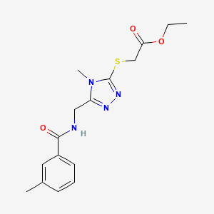molecular formula C16H20N4O3S B2647364 ethyl 2-((4-methyl-5-((3-methylbenzamido)methyl)-4H-1,2,4-triazol-3-yl)thio)acetate CAS No. 689751-21-1