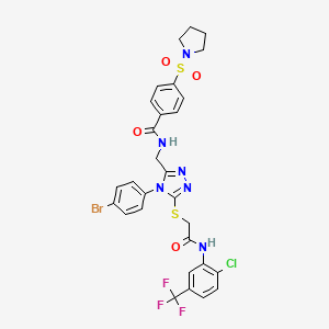 N-[[4-(4-bromophenyl)-5-[2-[2-chloro-5-(trifluoromethyl)anilino]-2-oxoethyl]sulfanyl-1,2,4-triazol-3-yl]methyl]-4-pyrrolidin-1-ylsulfonylbenzamide