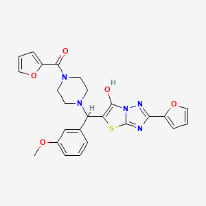 Furan-2-yl(4-((2-(furan-2-yl)-6-hydroxythiazolo[3,2-b][1,2,4]triazol-5-yl)(3-methoxyphenyl)methyl)piperazin-1-yl)methanone