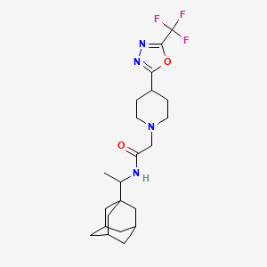 molecular formula C22H31F3N4O2 B2647384 N-(1-((3r,5r,7r)-adamantan-1-yl)ethyl)-2-(4-(5-(trifluoromethyl)-1,3,4-oxadiazol-2-yl)piperidin-1-yl)acetamide CAS No. 1396808-19-7