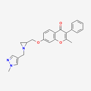 2-Methyl-7-[[1-[(1-methylpyrazol-4-yl)methyl]aziridin-2-yl]methoxy]-3-phenylchromen-4-one