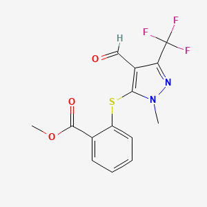 Methyl 2-{[4-formyl-1-methyl-3-(trifluoromethyl)-1H-pyrazol-5-yl]sulfanyl}benzenecarboxylate
