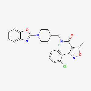 molecular formula C24H23ClN4O3 B2647397 N-((1-(benzo[d]oxazol-2-yl)piperidin-4-yl)methyl)-3-(2-chlorophenyl)-5-methylisoxazole-4-carboxamide CAS No. 1796969-47-5