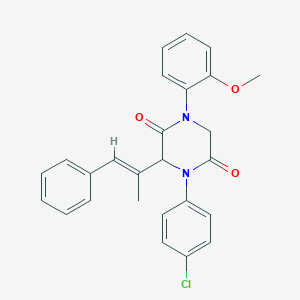 molecular formula C26H23ClN2O3 B264740 4-(4-Chlorophenyl)-1-(2-methoxyphenyl)-3-(1-methyl-2-phenylvinyl)-2,5-piperazinedione 