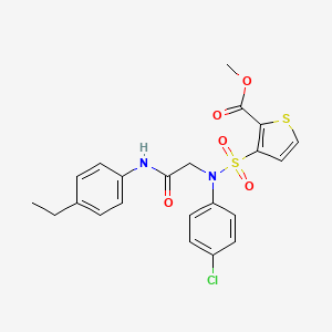 molecular formula C22H21ClN2O5S2 B2647422 methyl 3-(N-(4-chlorophenyl)-N-(2-((4-ethylphenyl)amino)-2-oxoethyl)sulfamoyl)thiophene-2-carboxylate CAS No. 946235-24-1