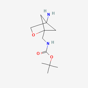 molecular formula C11H20N2O3 B2647426 tert-Butyl N-[(4-amino-2-oxabicyclo[2.1.1]hexan-1-yl)methyl]carbamate CAS No. 2241138-06-5