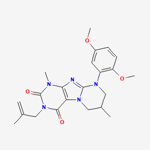 molecular formula C22H27N5O4 B2647436 9-(2,5-dimethoxyphenyl)-1,7-dimethyl-3-(2-methylprop-2-enyl)-7,8-dihydro-6H-purino[7,8-a]pyrimidine-2,4-dione CAS No. 887696-06-2
