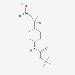 molecular formula C15H25NO4 B2647441 (1R,2S)-2-[4-[(2-Methylpropan-2-yl)oxycarbonylamino]cyclohexyl]cyclopropane-1-carboxylic acid CAS No. 2227730-40-5