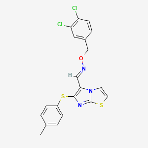 molecular formula C20H15Cl2N3OS2 B2647461 6-[(4-methylphenyl)sulfanyl]imidazo[2,1-b][1,3]thiazole-5-carbaldehyde O-(3,4-dichlorobenzyl)oxime CAS No. 339022-85-4