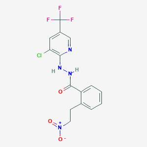 molecular formula C15H12ClF3N4O3 B2647471 N'-[3-氯-5-(三氟甲基)吡啶-2-基]-2-(2-硝基乙基)苯甲酰肼 CAS No. 338770-92-6