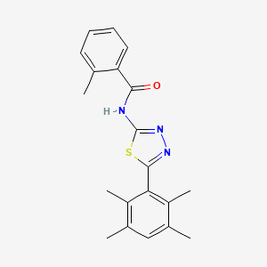2-methyl-N-[5-(2,3,5,6-tetramethylphenyl)-1,3,4-thiadiazol-2-yl]benzamide