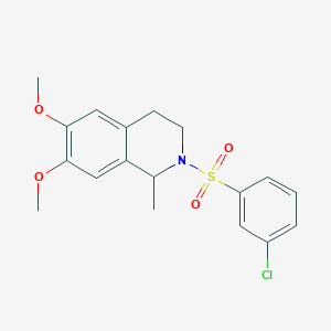 molecular formula C18H20ClNO4S B264750 2-[(3-Chlorophenyl)sulfonyl]-6,7-dimethoxy-1-methyl-1,2,3,4-tetrahydroisoquinoline 