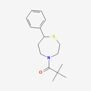 molecular formula C16H23NOS B2647501 2,2-二甲基-1-(7-苯基-1,4-噻氮杂环-4-基)丙烷-1-酮 CAS No. 1797572-58-7